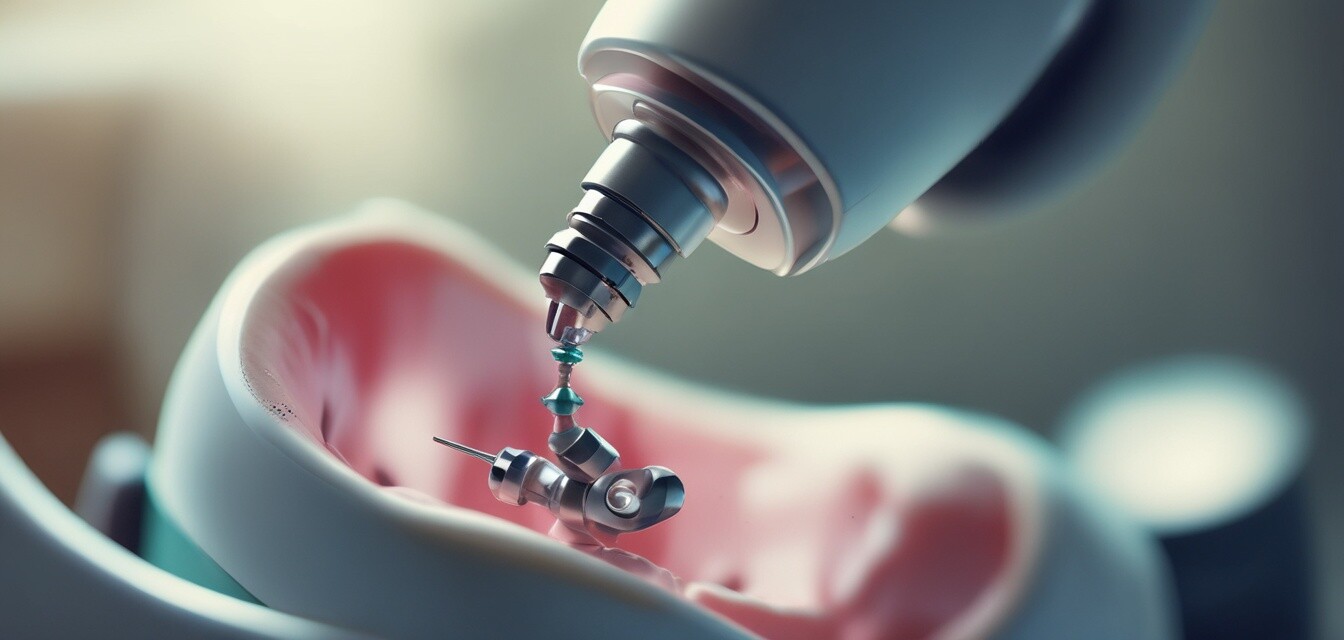 A robotic oral surgery device implanting a dental implant